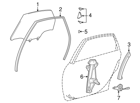 Glass - Rear Door for 2003 Toyota Avalon #0