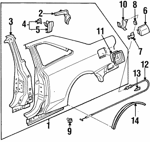 Exterior Trim - Quarter Panel for 2001 Honda Prelude | Honda Automotive ...