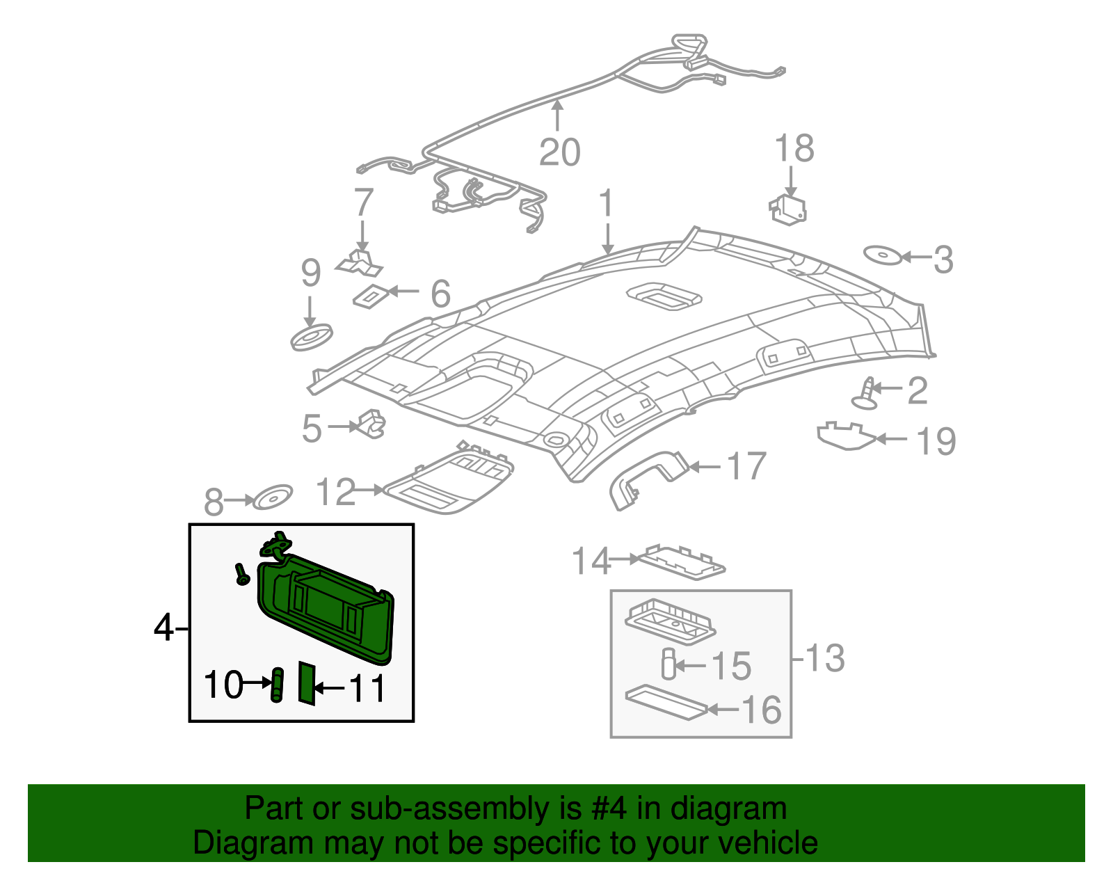 Light Cashmere Passenger Side Sunshade - Buick (90904812)