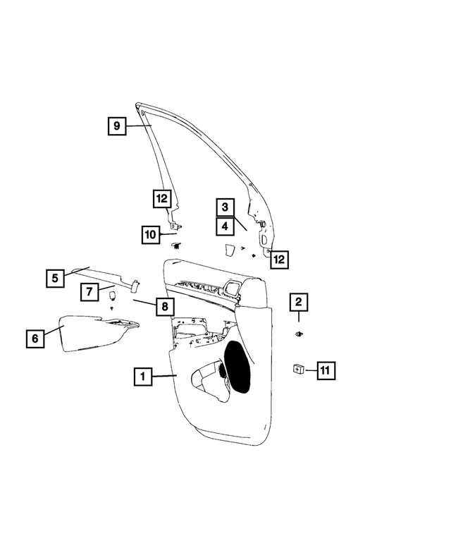 20142017 Jeep Grand Cherokee Front Door Trim Panel Assembly, Left 5LL752L1AG Jeep Chrysler