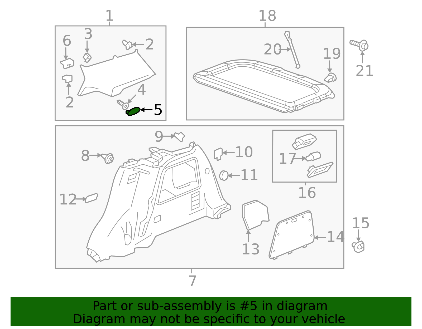 Granite Titanium Passenger Side Quarter Window Trim Finish Panel Bolt Cap - GM (95914512)