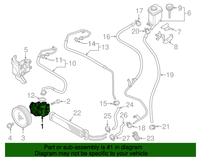 20112016 Volkswagen Touareg Power Steering Pump 7P6422154A VW