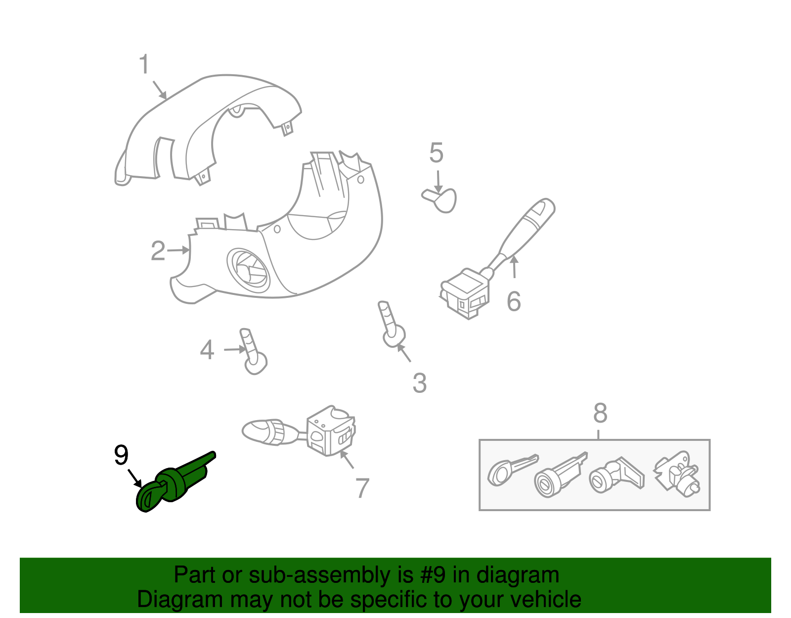 Ignition Lock Cylinder with Key - GM (96801543)