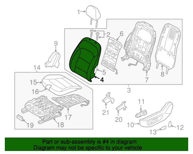 Genuine Hyundai 88460-33500-ECO Seat Back Panel Assembly Front Right Genuine Hyundai 88460-33500-ECO Seat Back Panel Assembly Front Right
