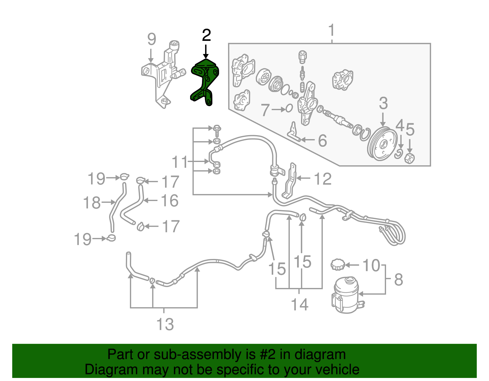 57226-2D000 - Power Steering Pump Bracket 2001-2006 Hyundai Elantra ...
