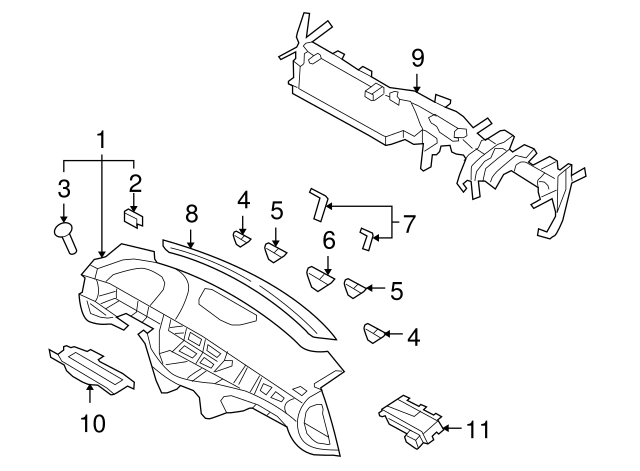 Right Genuine Hyundai 97285-3M000-V2 Dash Panel Cover Assembly