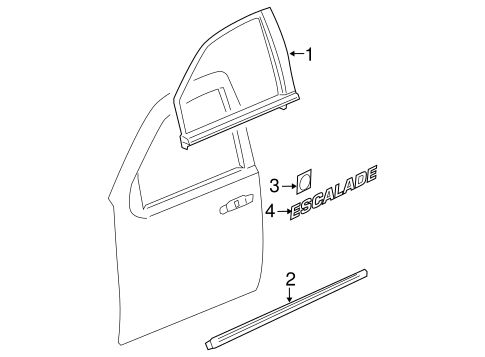 oem 2008 cadillac escalade exterior trim front door parts 2008 Dodge Grand Caravan Parts Diagram body exterior trim front door for 2008 cadillac escalade
