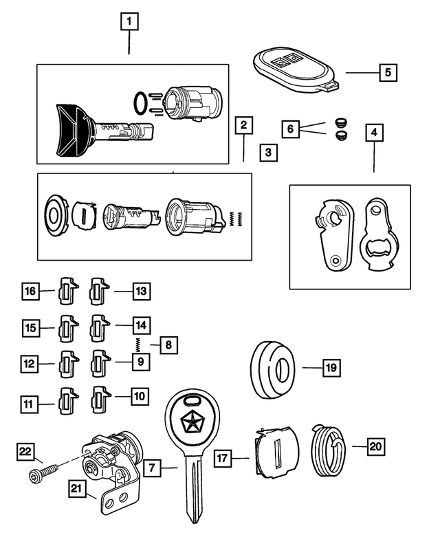 20012004 Jeep Door Lock Cylinder 5013682AA Mopar Estores