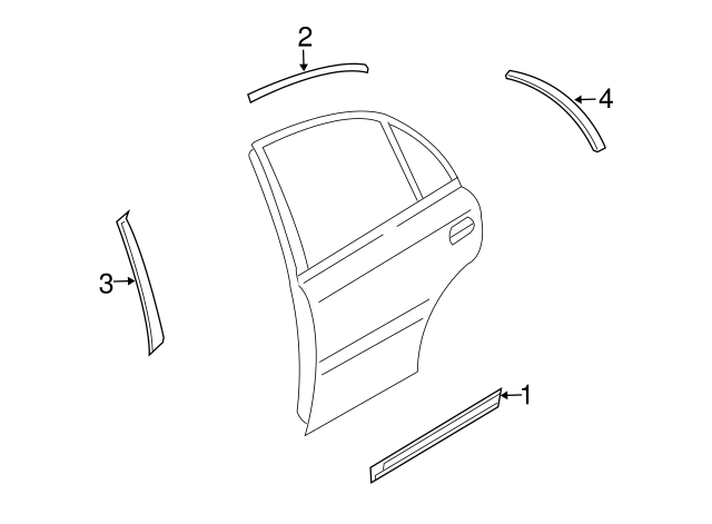2003-2005 Kia Rio Side Molding - Passenger Side (RH) 87732-FD001XX ...