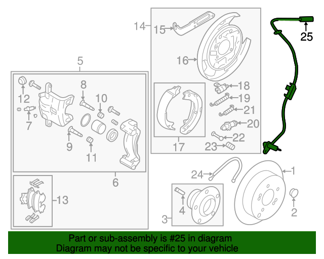 Genuine Hyundai Kia ABS Speed Sensor – Rear Left, 05-10 Tucson Sportage 2WD, OEM 95680-2E300