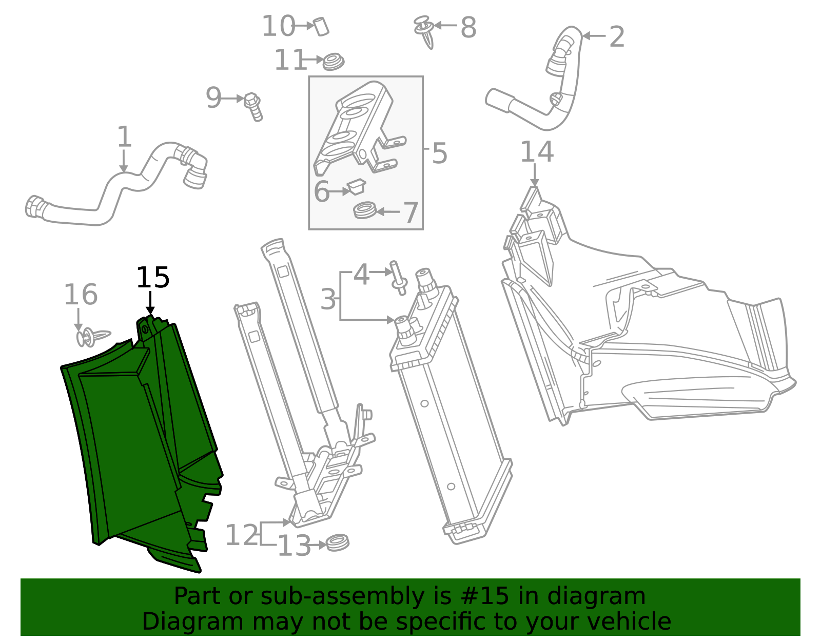 Passenger Side Auxiliary Radiator Front Outlet Duct - GM (84039935)