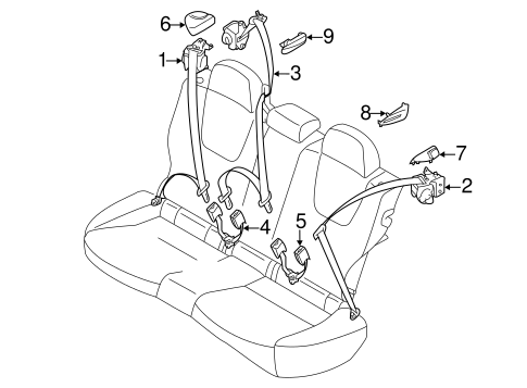 Rear Seat Belts for 2011 Subaru Impreza #3