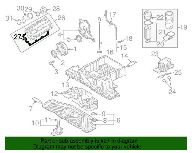 20092012 Audi Q7 Valve Cover Gasket 059103483M Audi USA Parts
