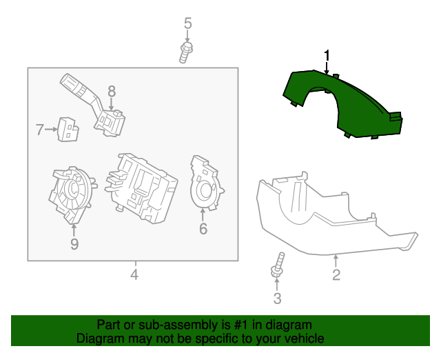 Genuine OEM Ford Part Shroud Assembly Steering Column DA5Z3530AB