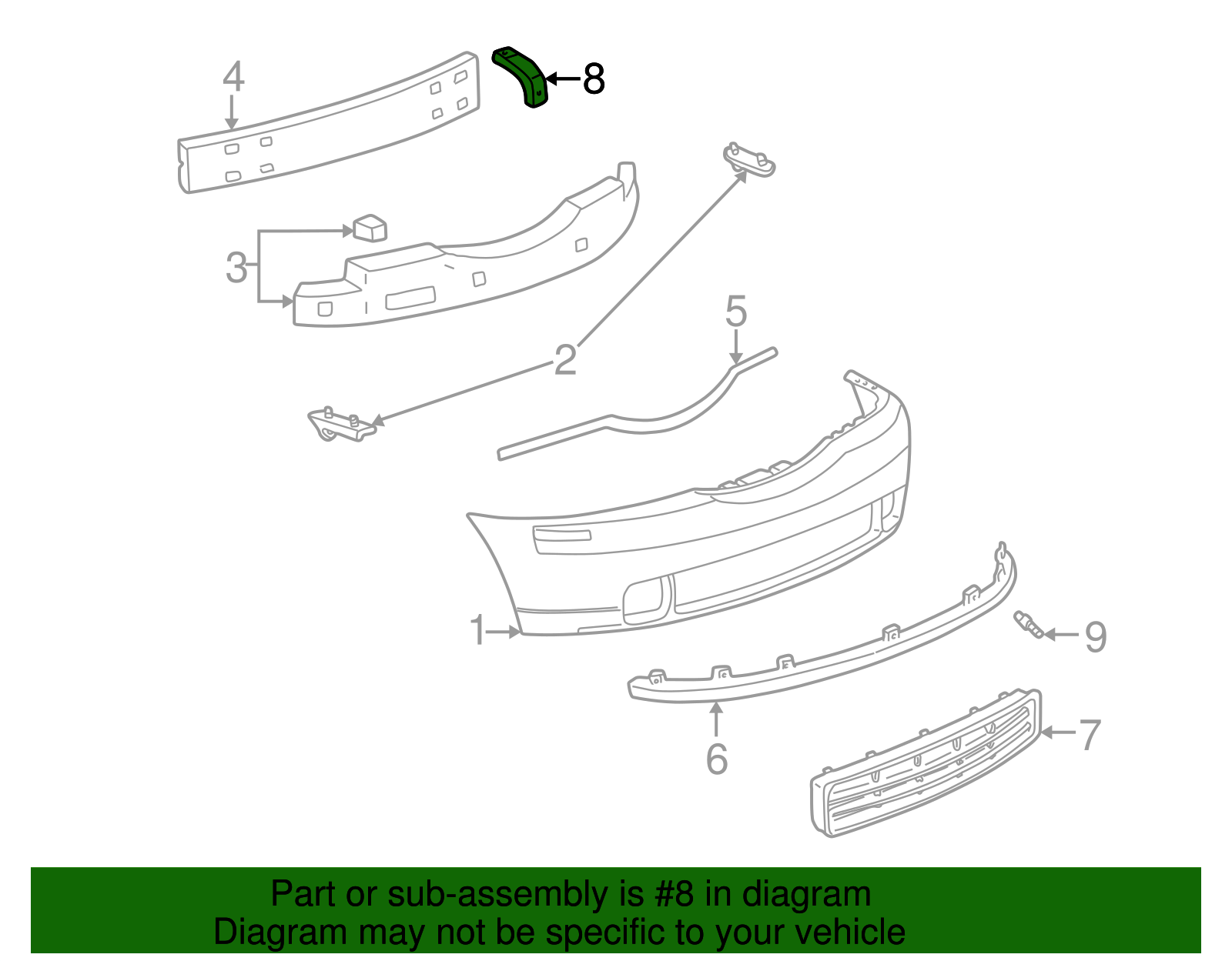 Bumper Grille Mount Bracket - Ford (XW4Z-8B455-BA)