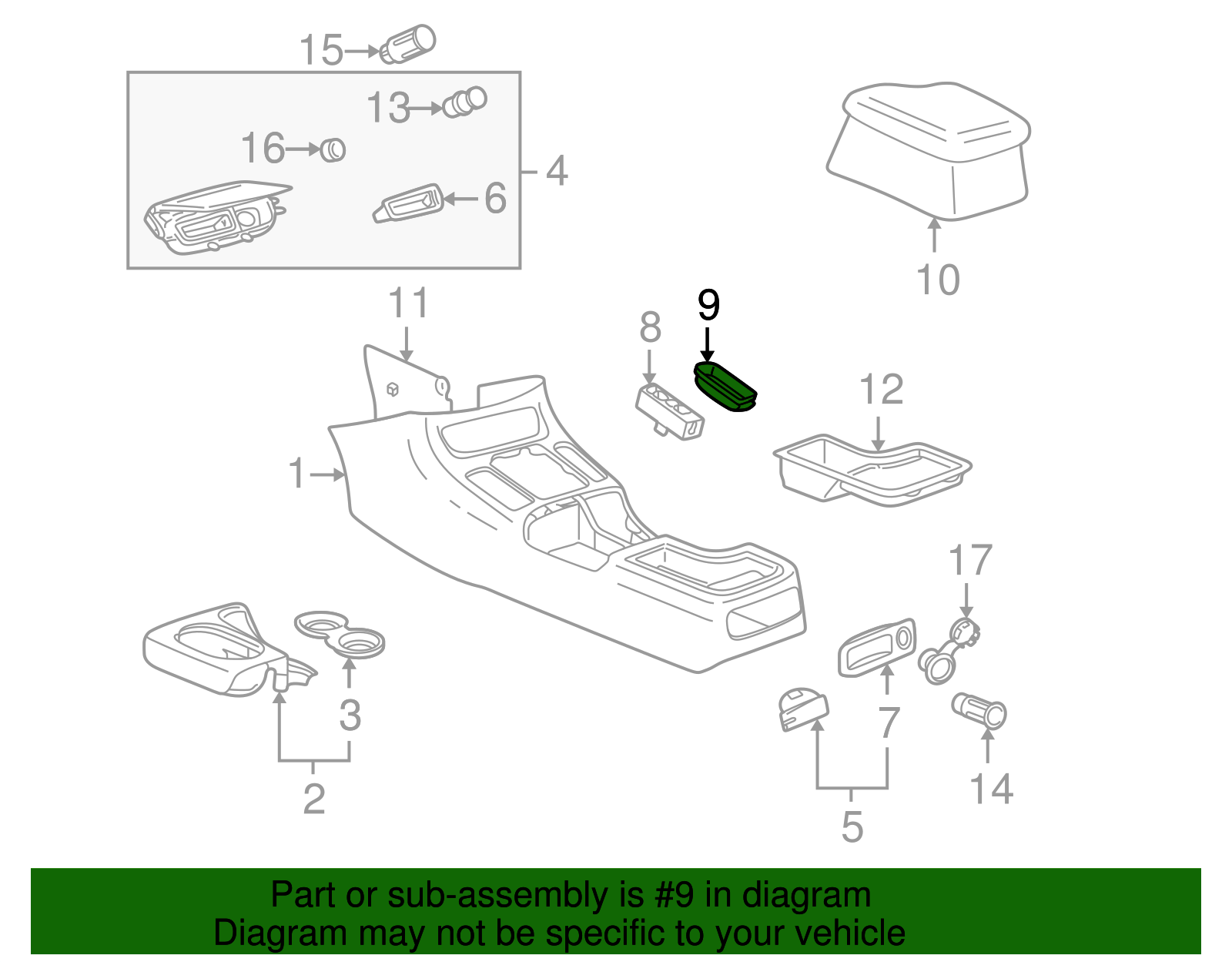 Cover, F/Floor Console                        *Md Dark Oak - GM (09138282)