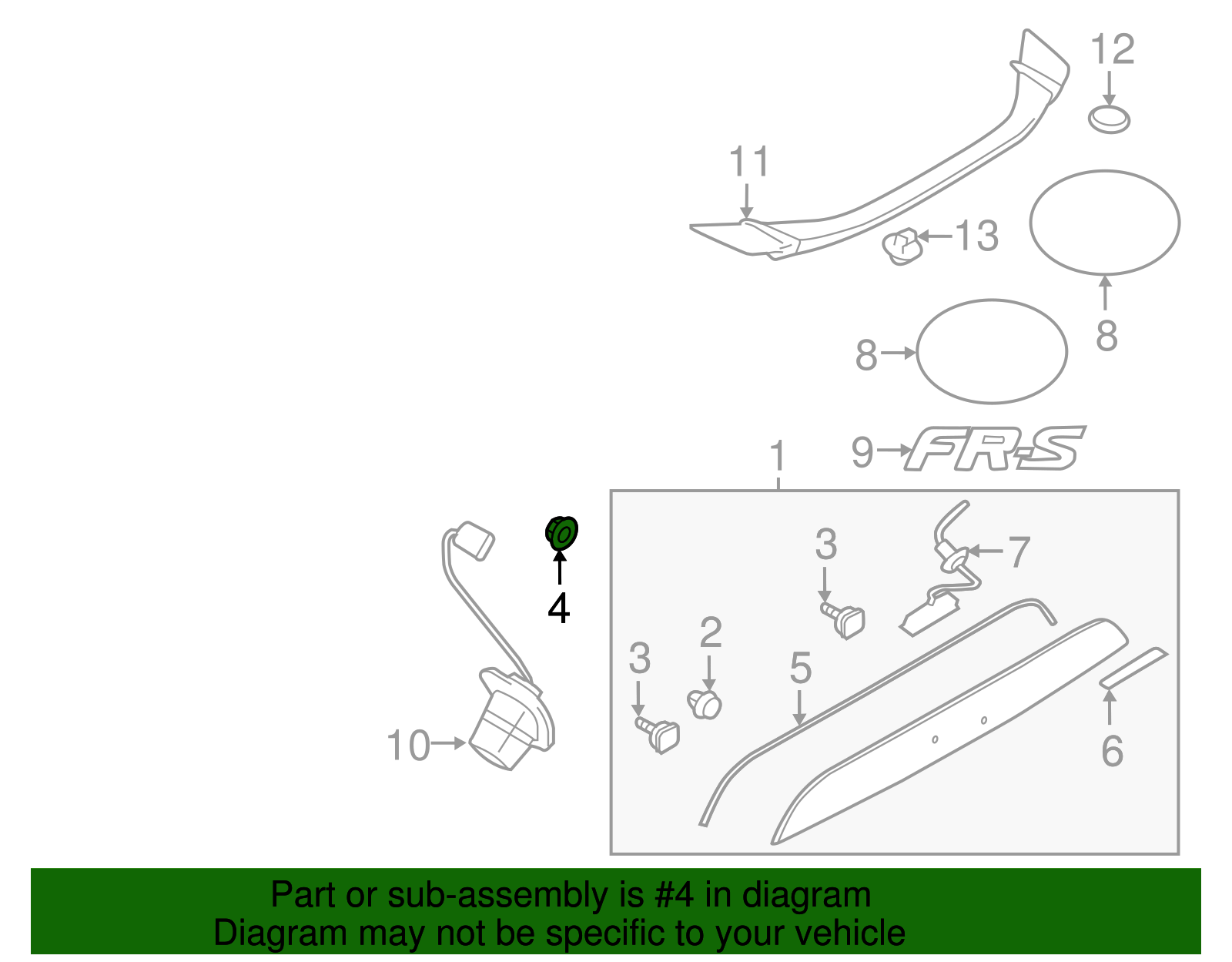 Trunk Lid Trim Nut - Scion (SU003-02881)