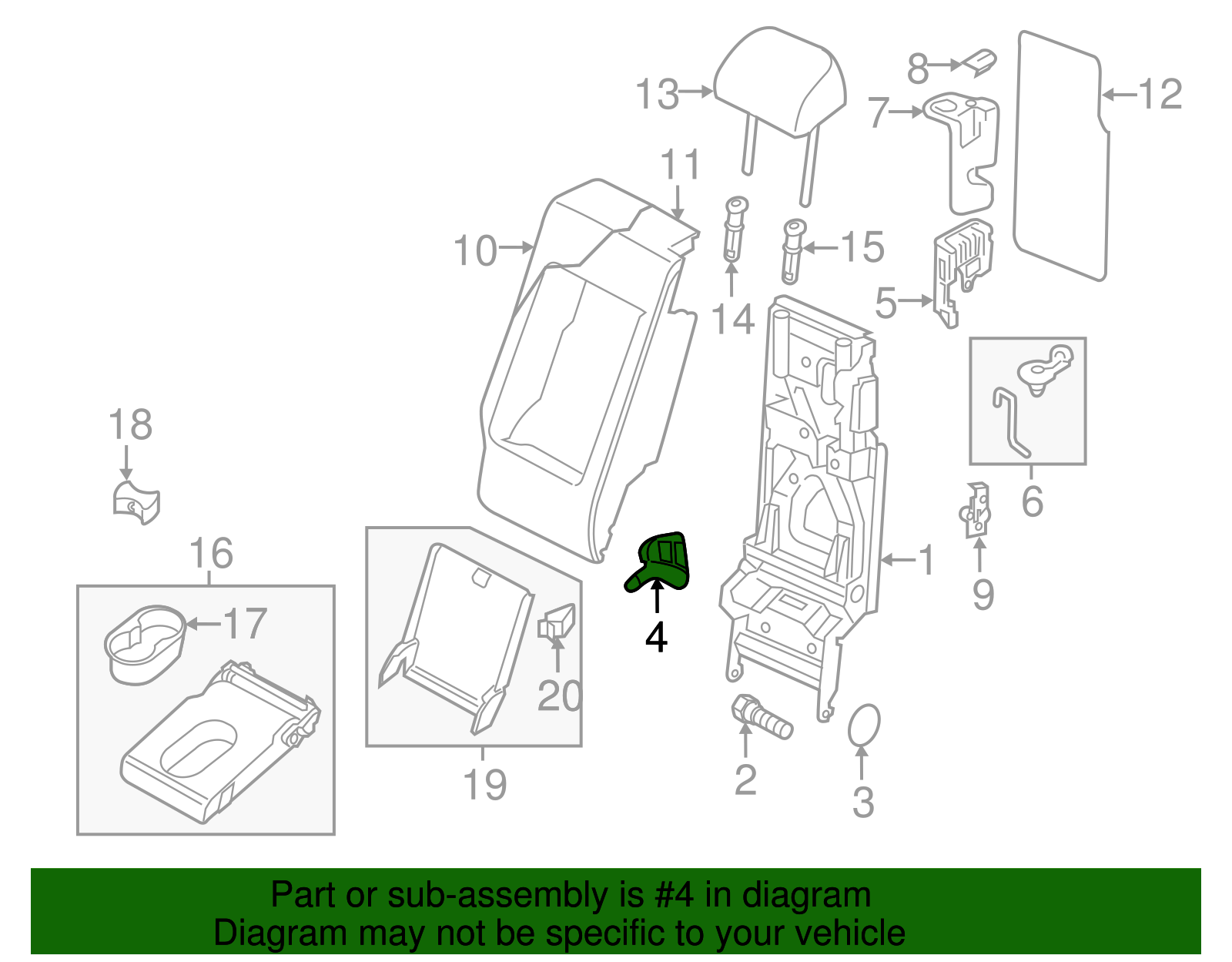 Seat Back Frame Cap - Volkswagen (7P0-885-934-B-3G4)