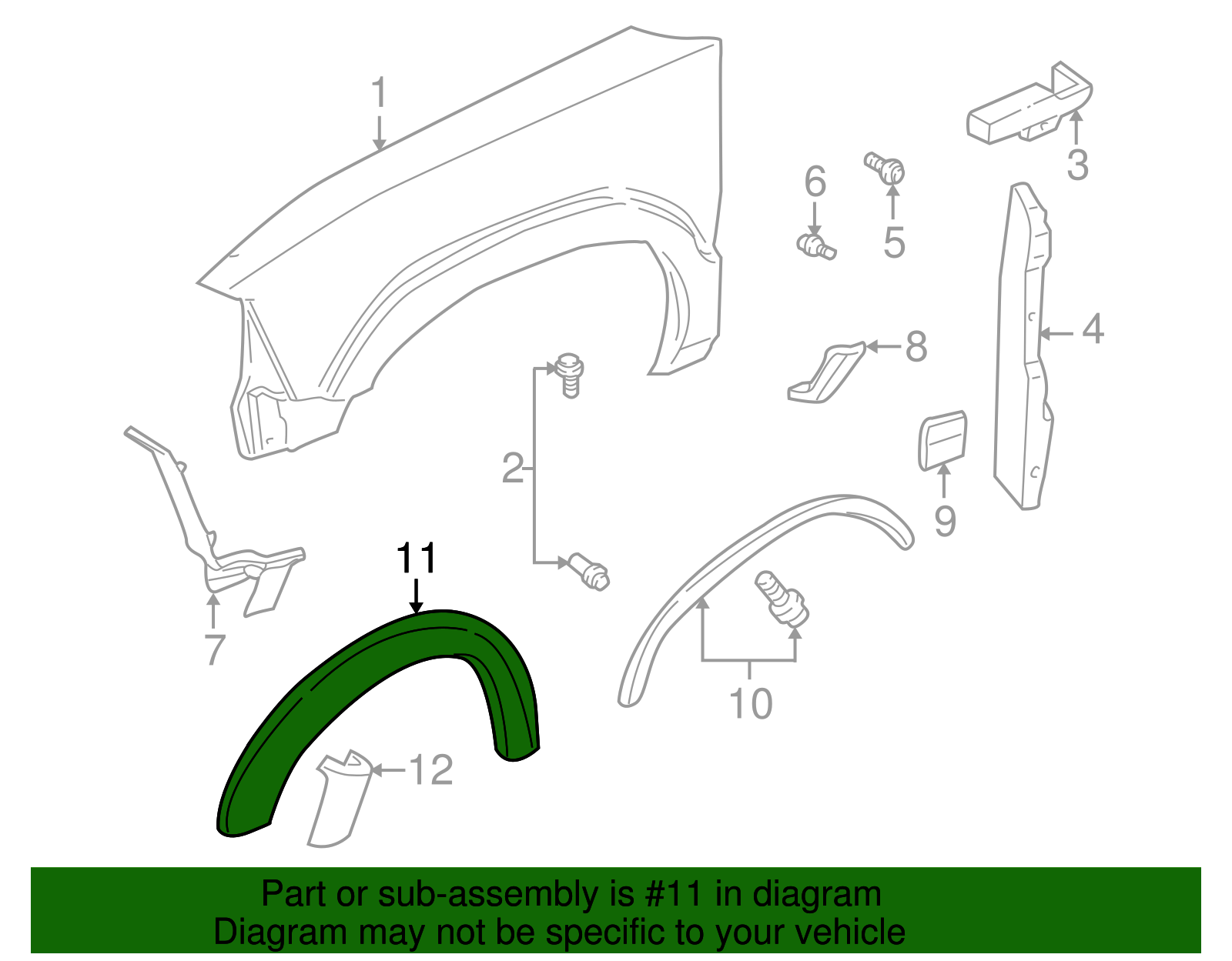 Molding Kit, F/Fdr Whl Opg (Left-hand) - GM (88935311)