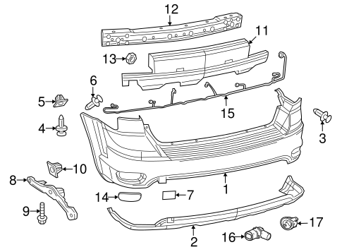 bumper dodge journey parts rear components aid parking body electrical genuine oem crossroad