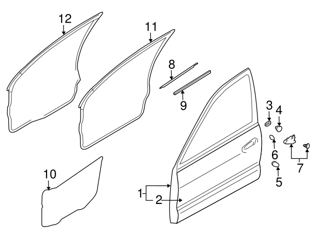 #4 in Diagram Genuine Mitsubishi OE Left Front Door Weatherstrip Galant #4 in Diagram Genuine Mitsubishi OE Left Front Door Weatherstrip Galant