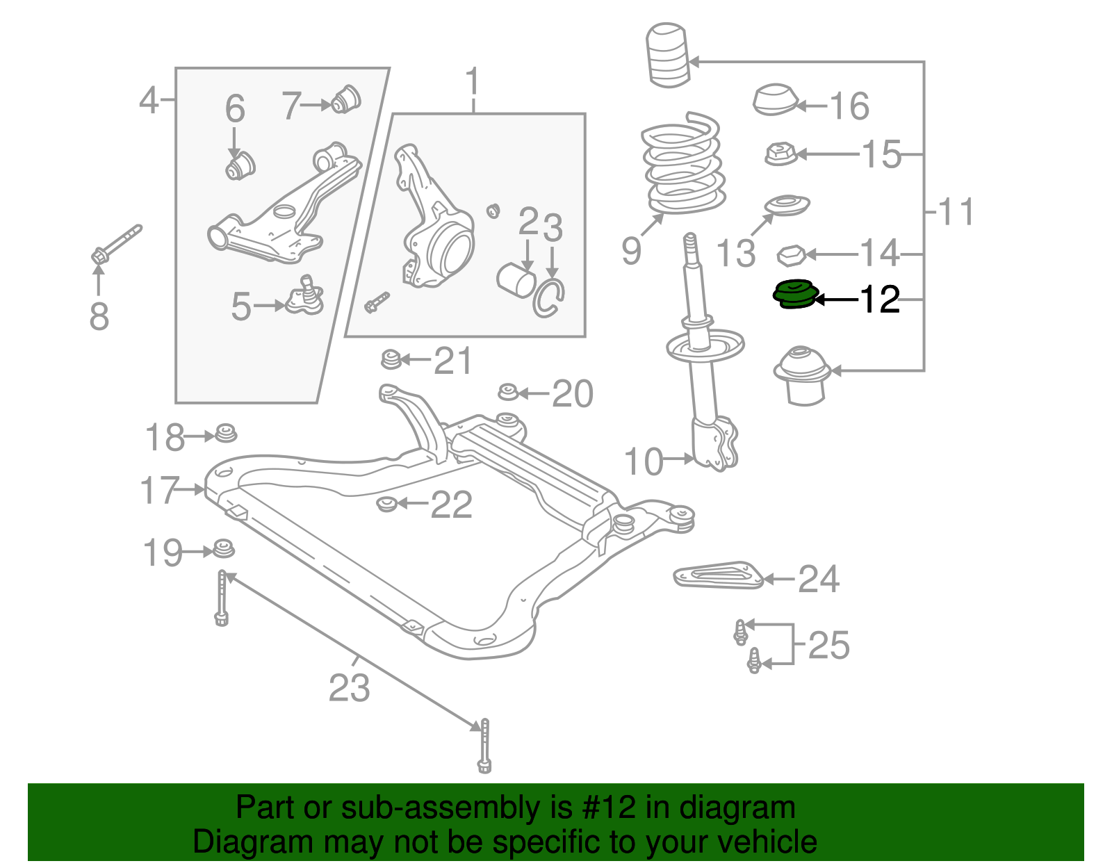 Front Suspension Strut Mount - GM (90538936)