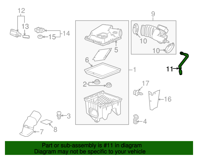 20102011 Cadillac SRX Positive Crankcase Ventilation (PCV) Tube