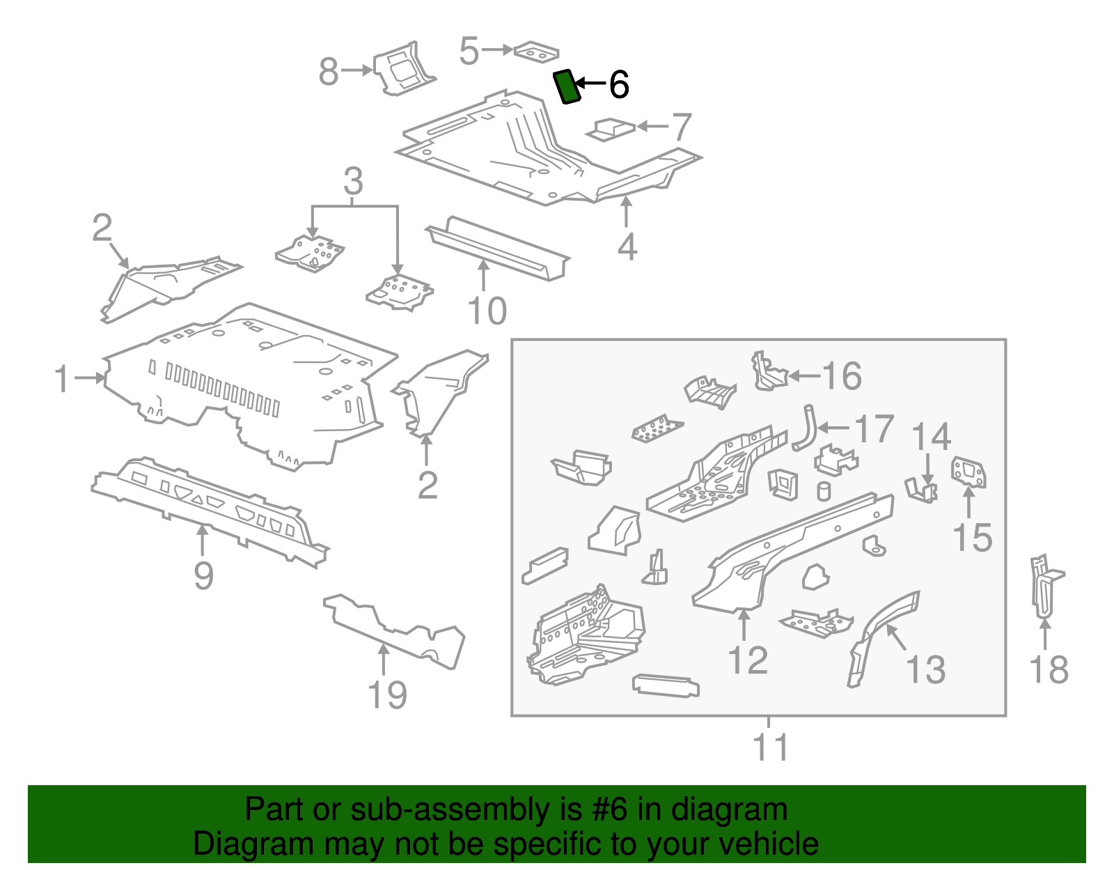 Rear Floor Pan Inner Support - GM (95467456)