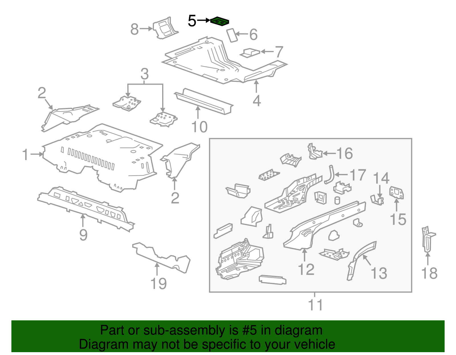 Passenger Side Floor Panel Rear Reinforcement - GM (95932882)