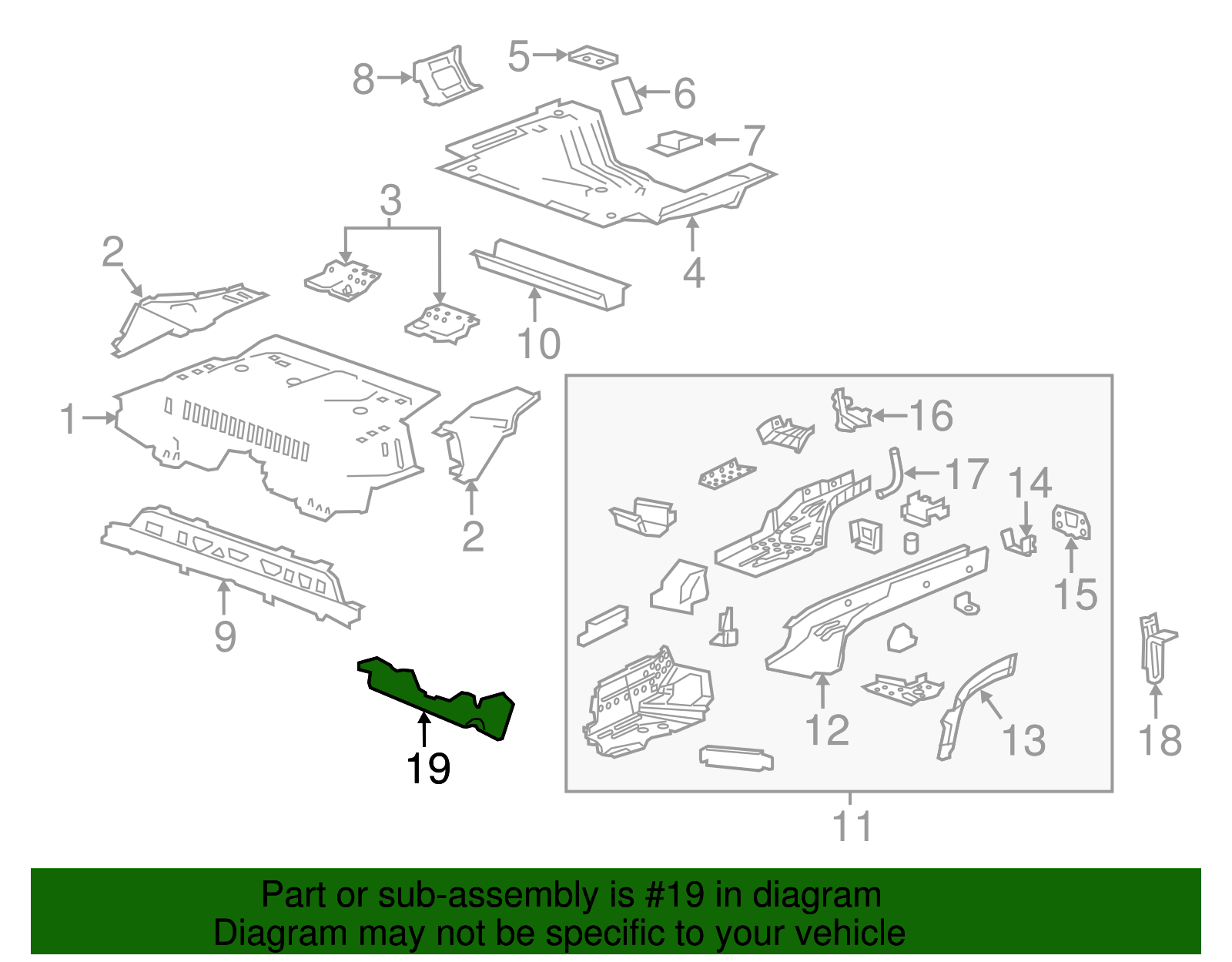 Passenger Side Number 4 Underbody Cross Sill Shield - GM (95330354)