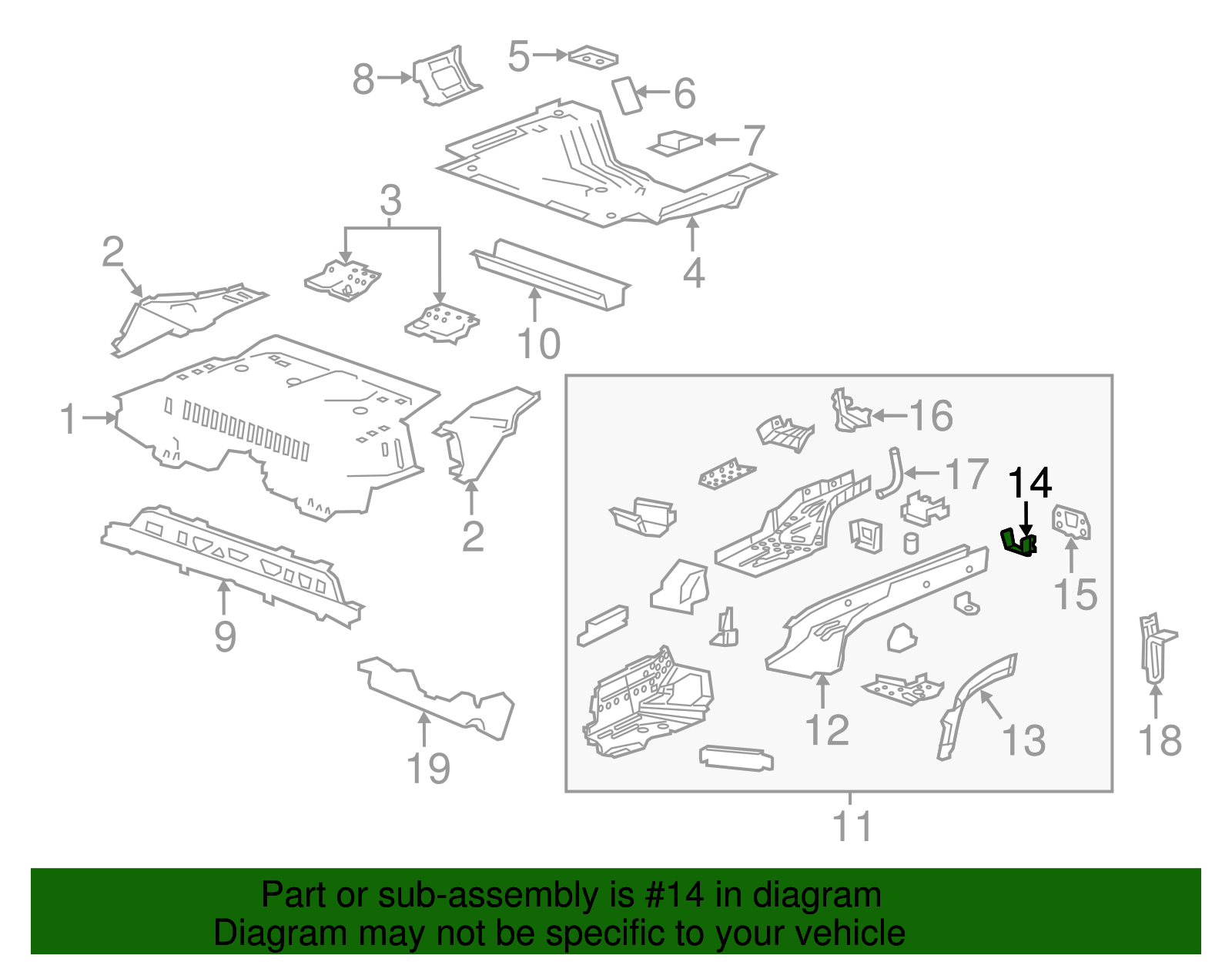 Rear Bumper Fascia Energy Absorber Bracket Anchor Plate Reinforcement - GM (95076155)