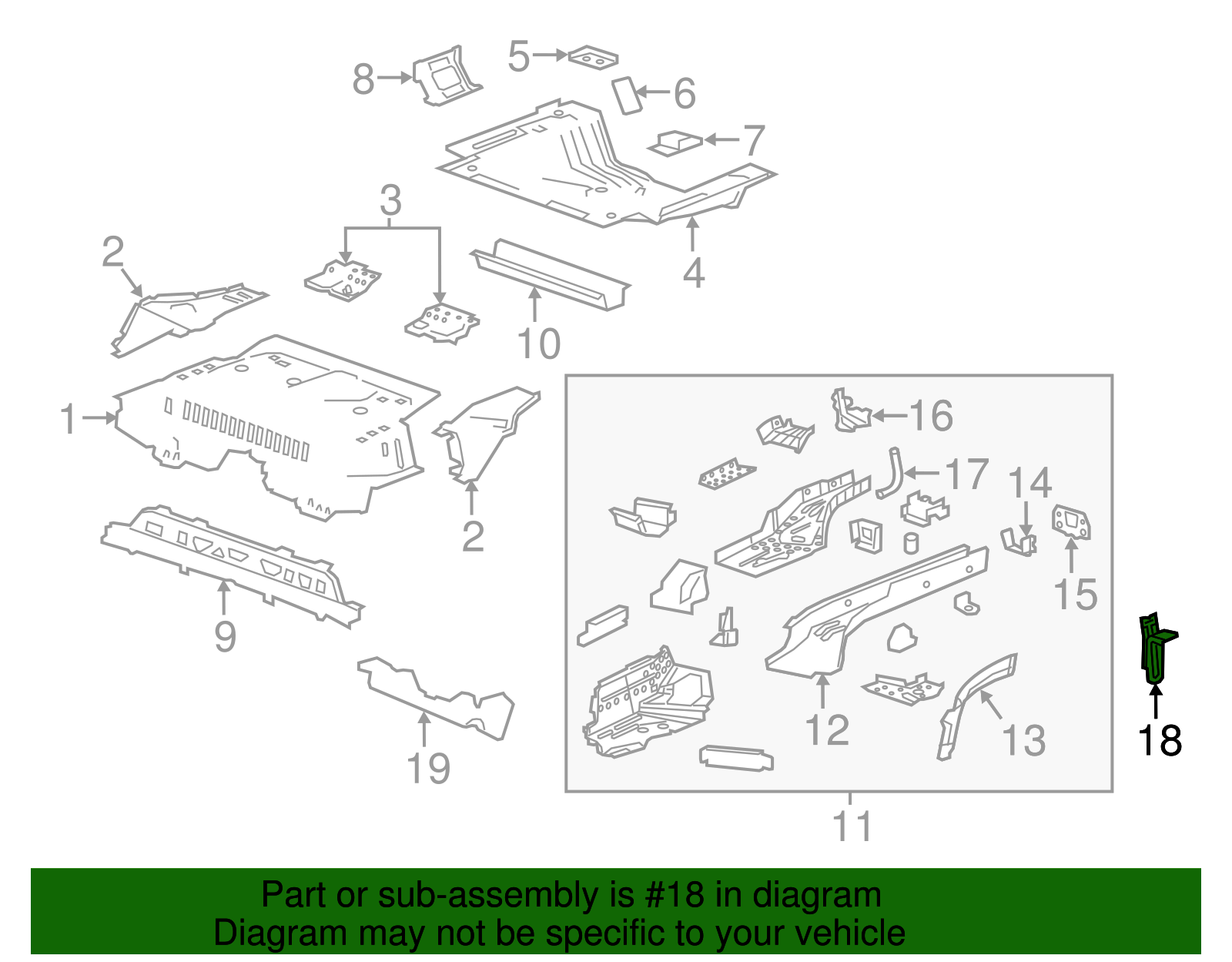 Rear Compartment Panel Longitudinal Reinforcement - GM (95414158)