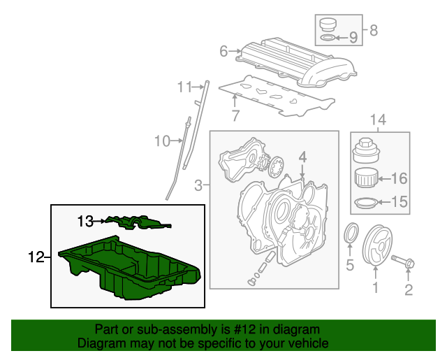 20022017 GM Oil Pan (no Gasket Serviced, Use Rtv Sealant 12378521) 12601240 OEM GM Parts