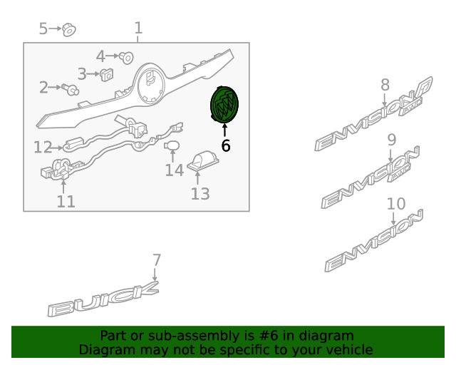 20192020 Buick Envision Rear Compartment Lid Applique Emblem 84293874