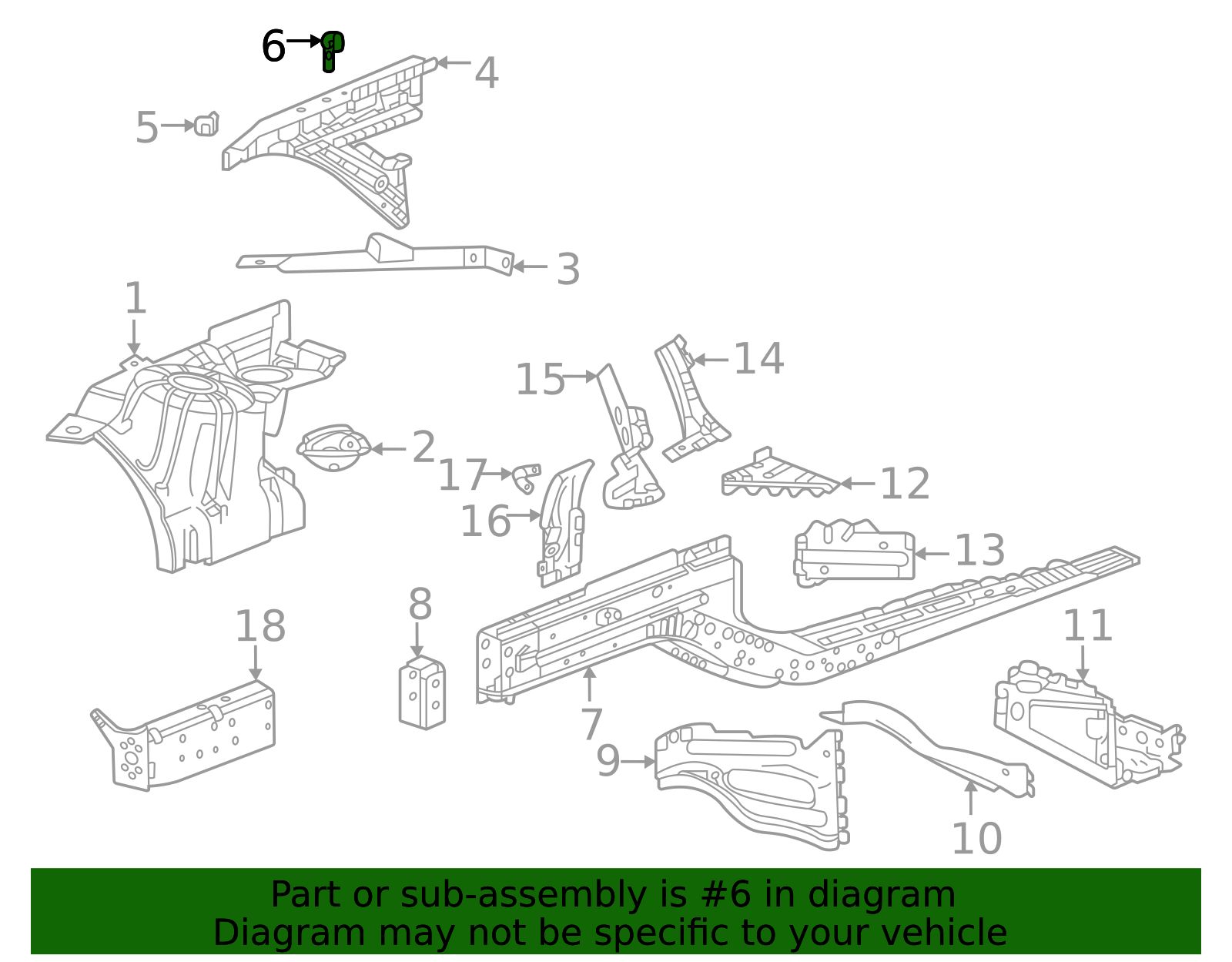 Passenger Side Body Side Front Fender Upper Rear Bracket - GM (84029727)