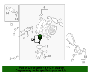 2008-2018 Volkswagen Engine Coolant Thermostat 06H-121-113-B ...