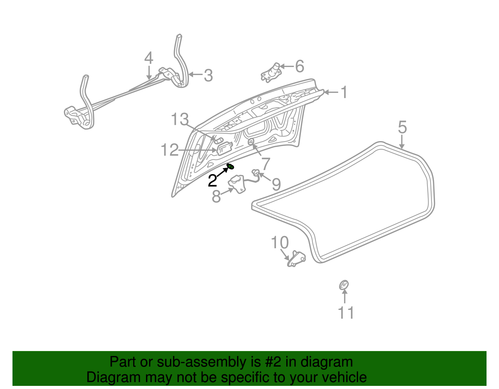Deck Lid Outer Bumper - Buick (25757473)
