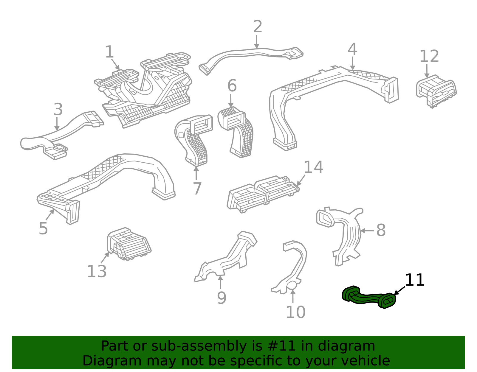 Front Floor Console Auxiliary Cooling Intermediate Duct - GM (84438721)