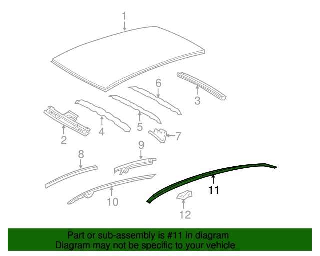 20072012 Toyota Yaris Roof Drip Molding (Right) 7555152160 OEM