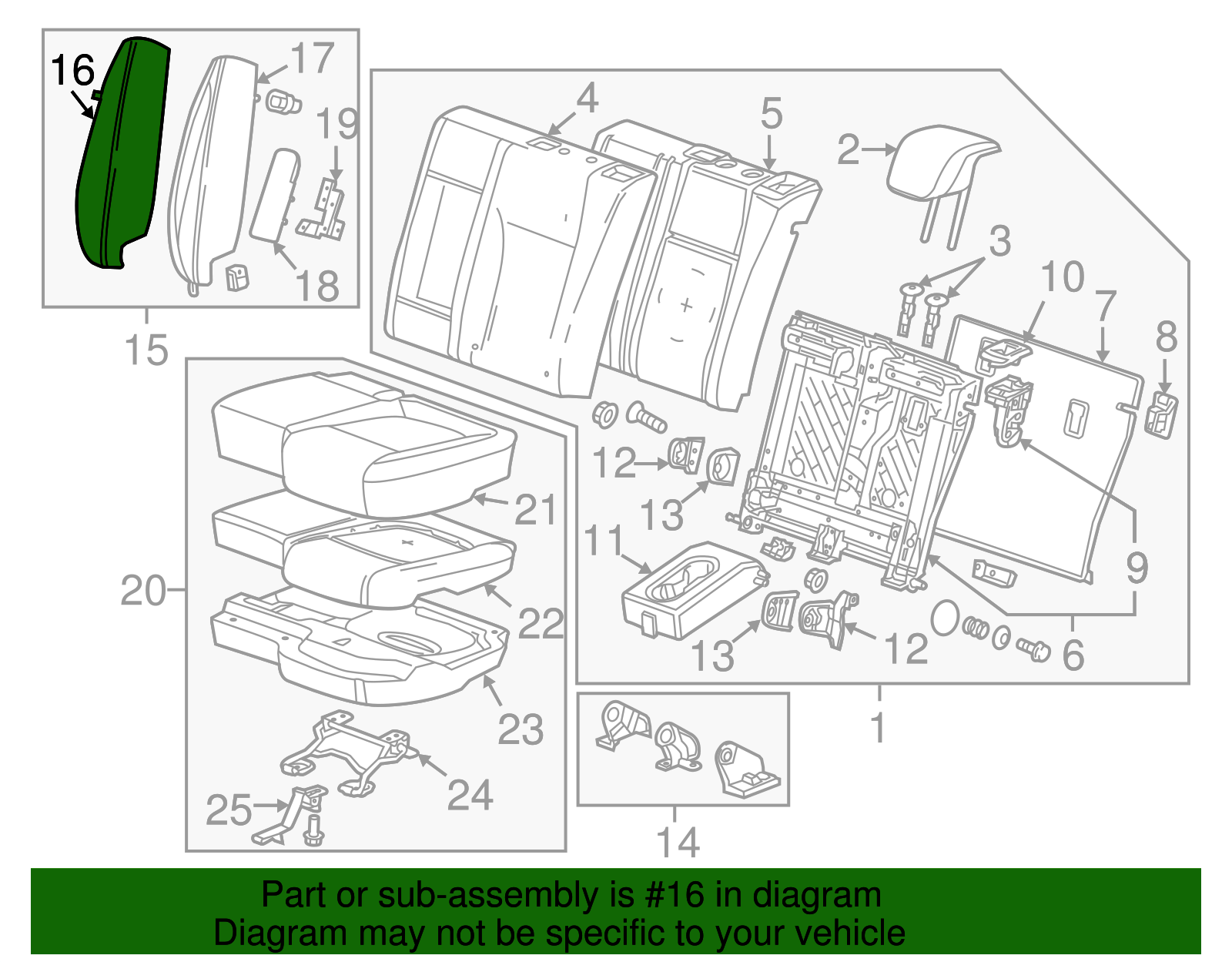 Jet Black Rear Driver Side Seat Back Side Cover - GM (95083389)