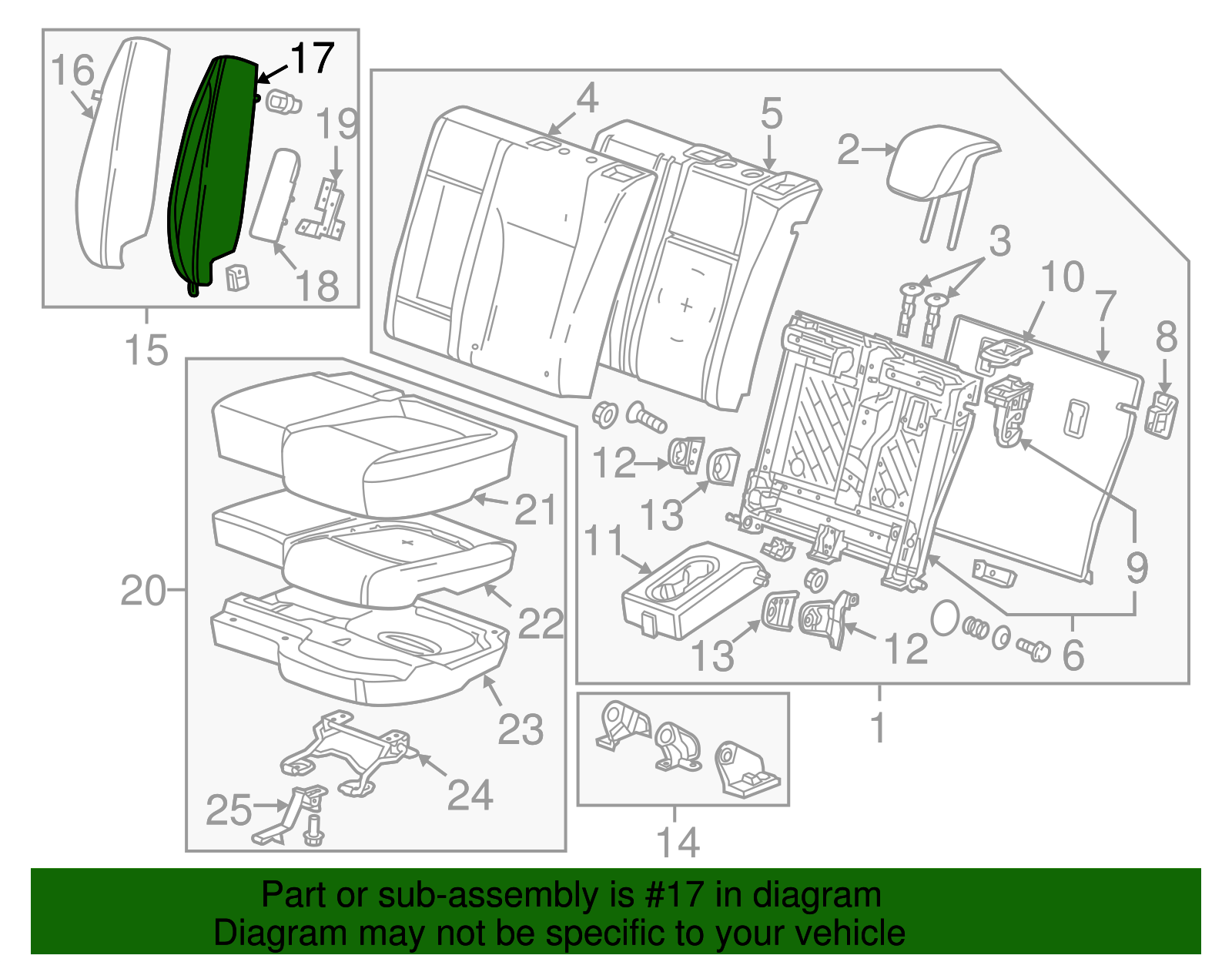 Rear Driver Side Seat Back Bolster Pad - GM (95083406)