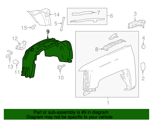 20152019 GMC Passenger Side Front Wheelhouse Liner 22763674 Auto