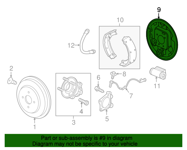 20202022 Chevrolet Spark Rear Passenger Side Brake Backing Plate