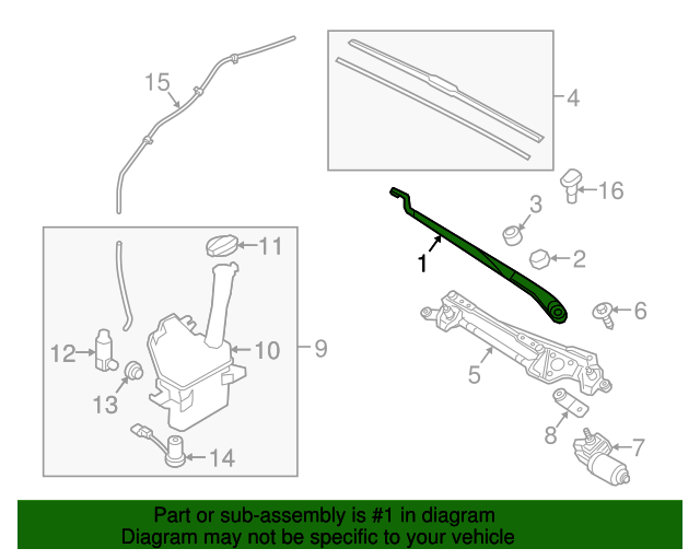 Genuine Wiper Arm for 20152019 Hyundai Sonata Part 98311C1000 Hyundai OEM Parts Direct