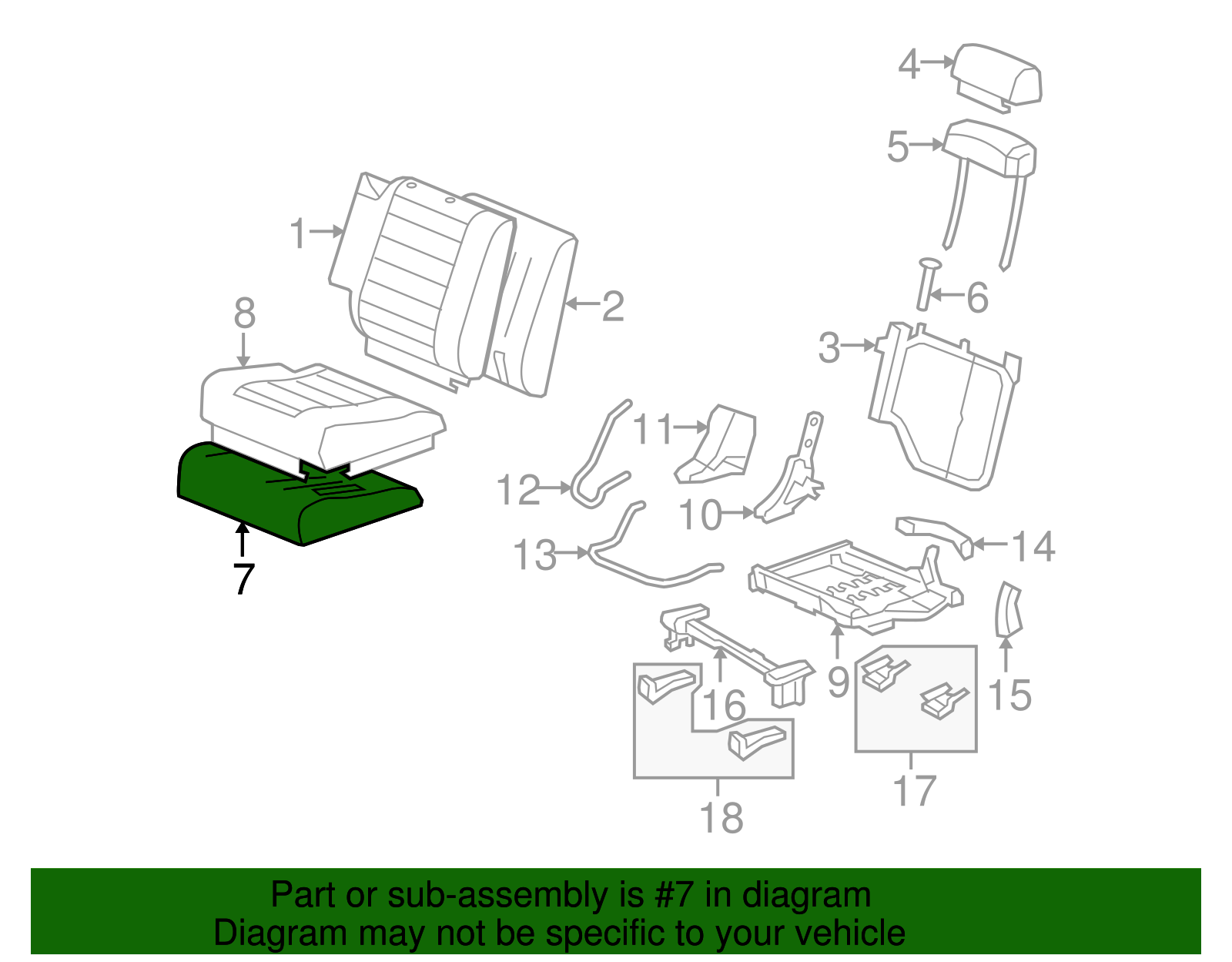 Passenger Side 3rd Row Seat Cushion Pad (19127675)