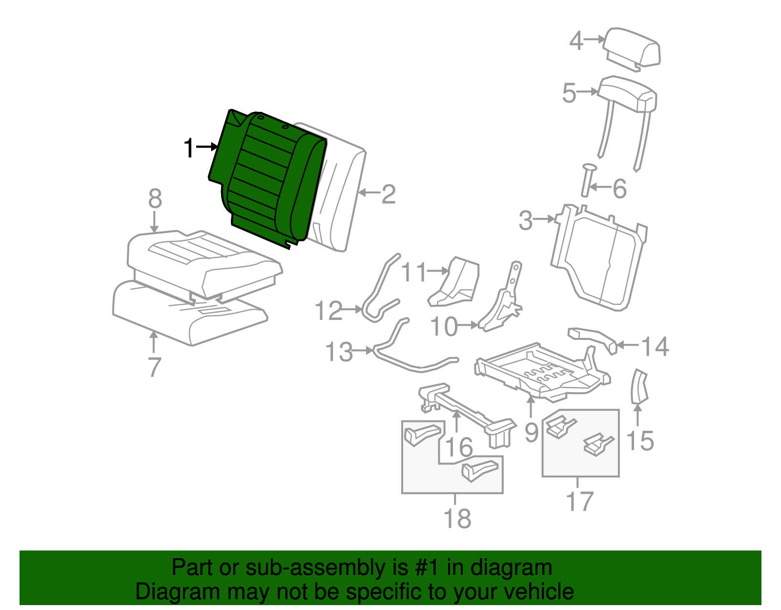 Cover, R/Seat #2 Black Cushion *Ebony (19127663)