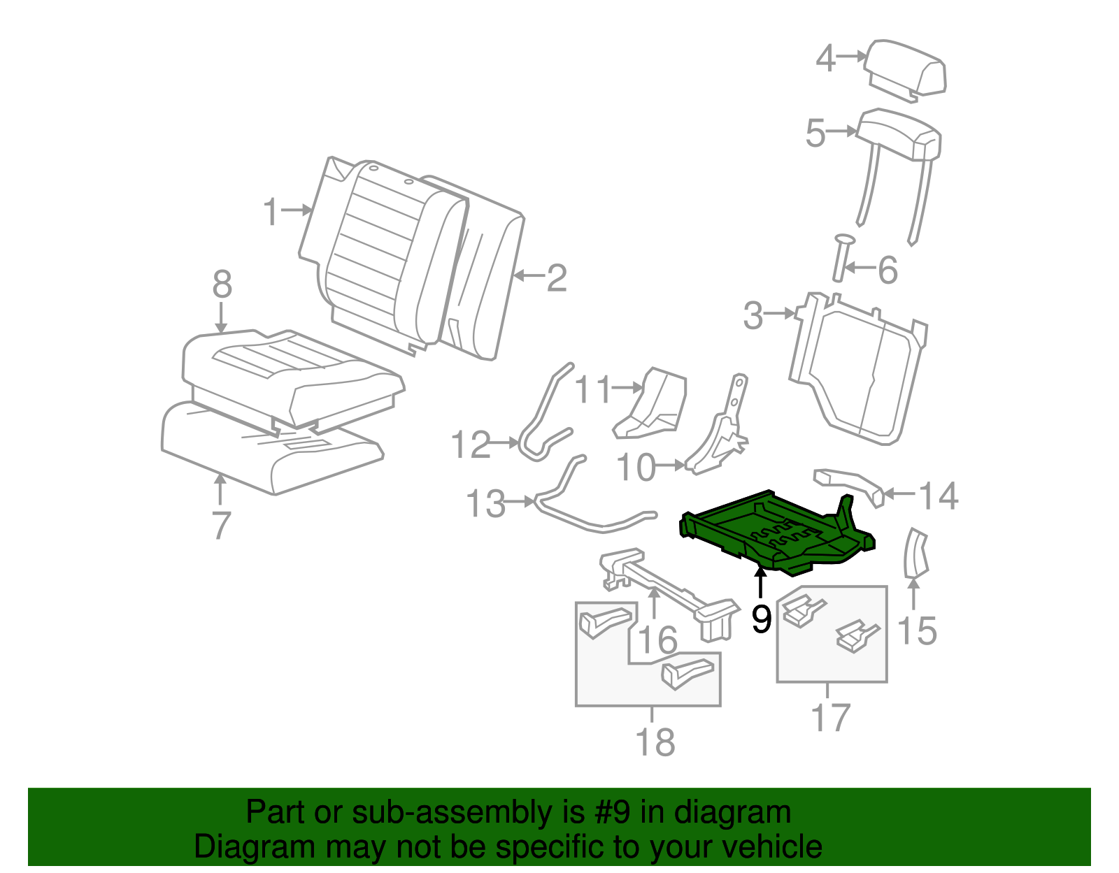 Driver Side 3rd Row Seat Cushion Frame (19127672)