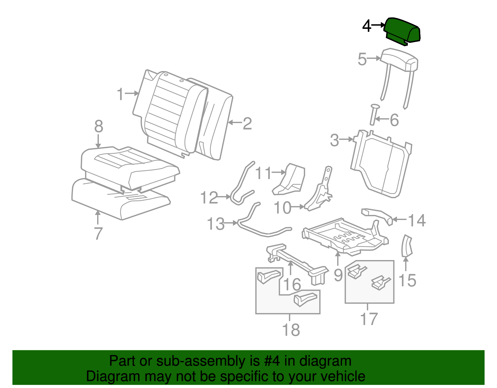 Ebony 3rd Row Seat Head Restraint (19127991)