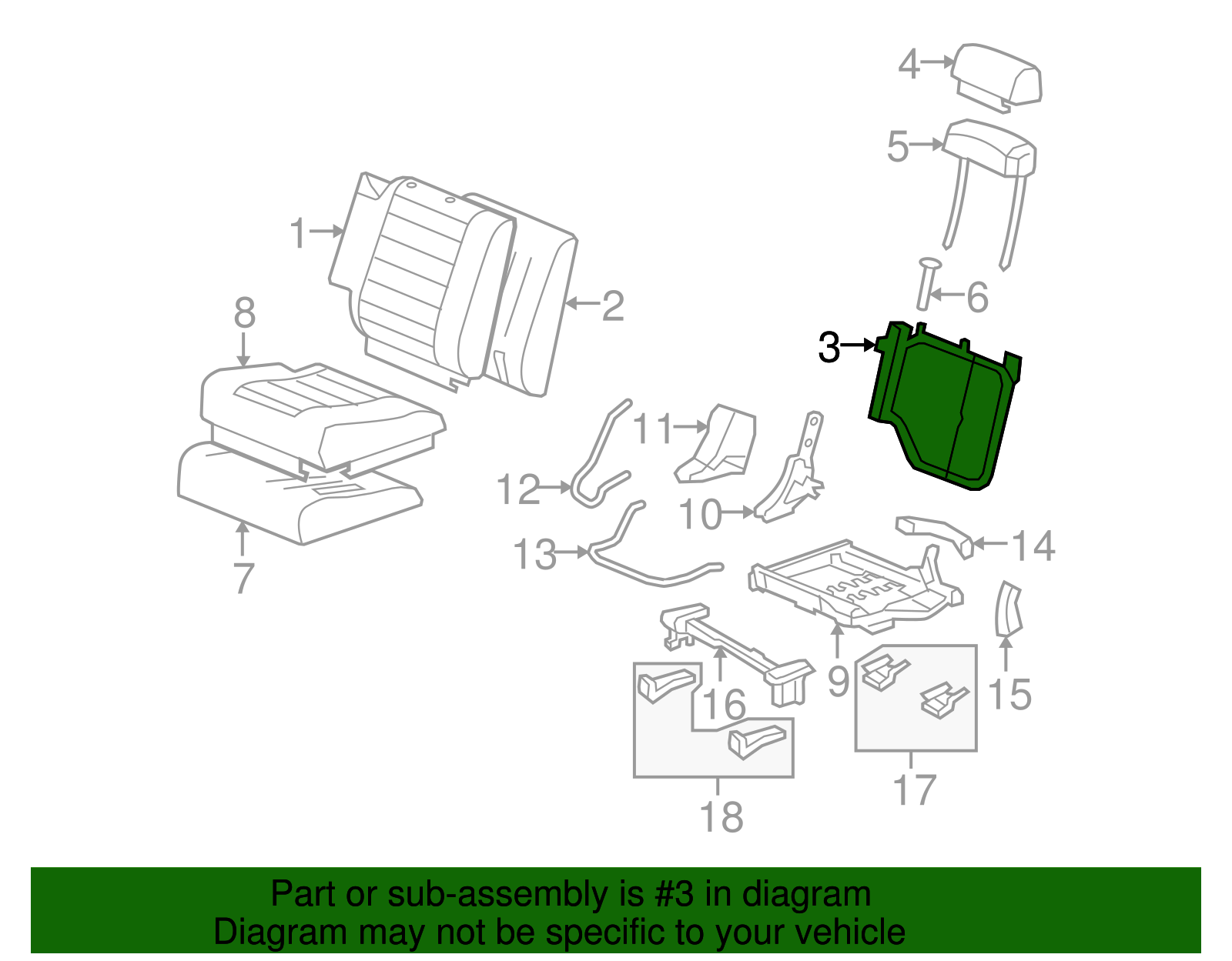 Frame Assembly, R/Seat #2 Black Cushion (19127670)
