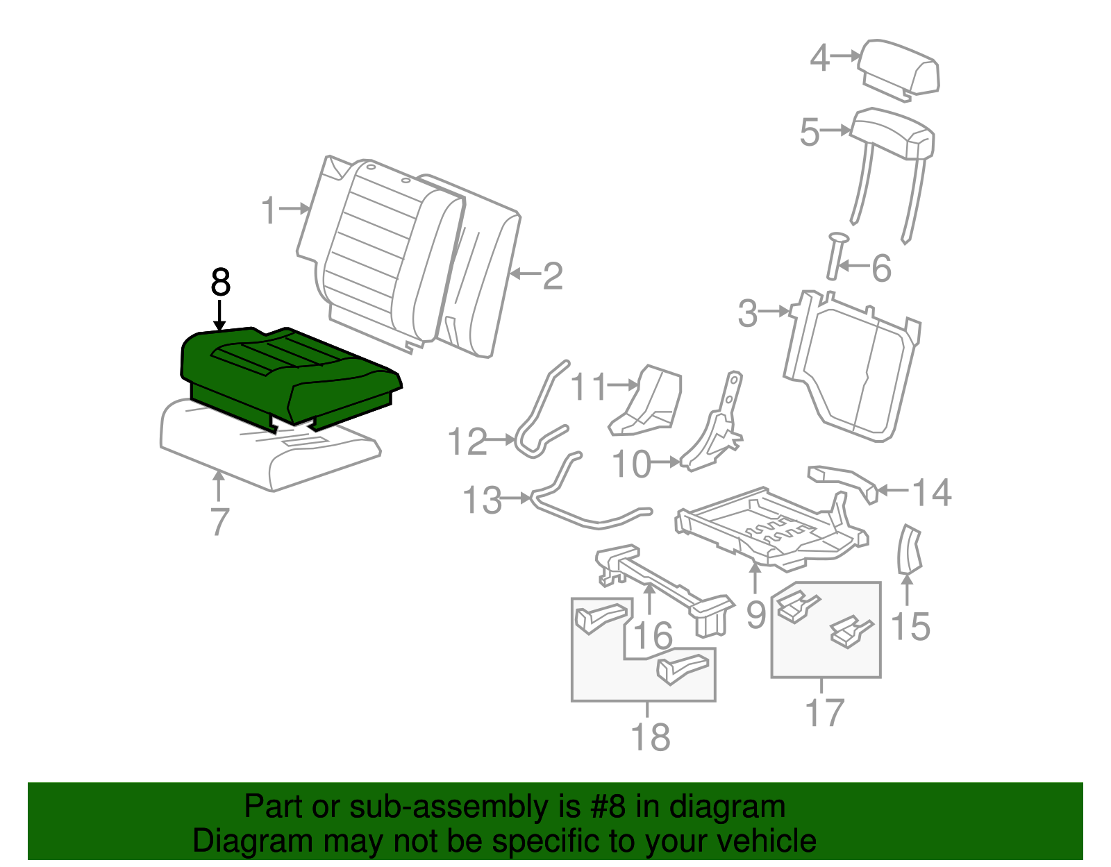 Brick 3rd Row Driver Side Seat Cushion Cover (19127668)